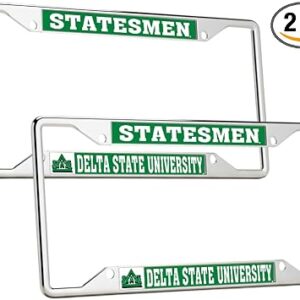 Desert Cactus Delta State University License Plate Frame Car Tag Holder for Front or Back of Car Officially Licensed Metal (Mascot 2-Pack)